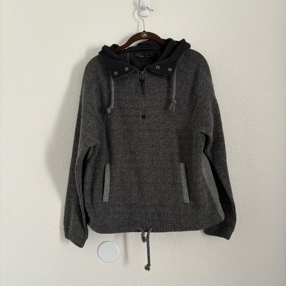 Prana Women's Size Medium Gray Hartlie Wool Hooded Pullover Sweater